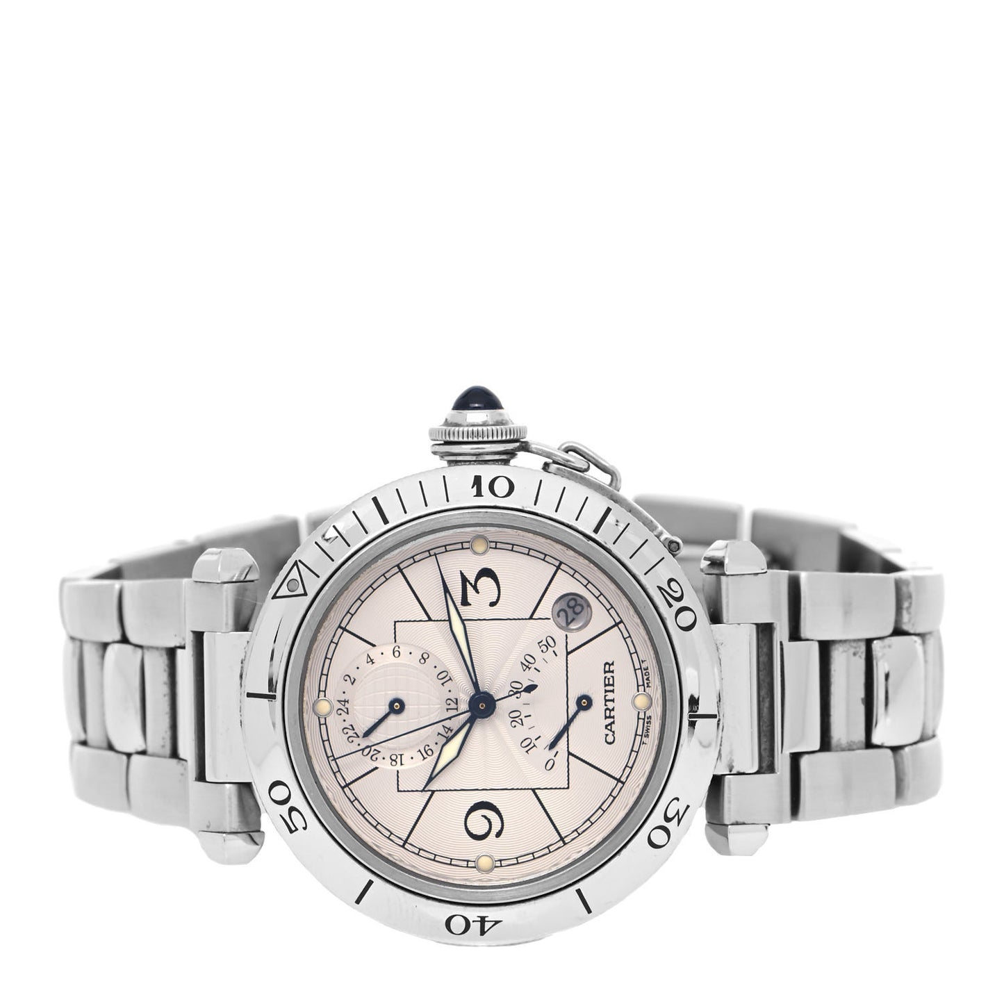 Stainless Steel 38mm Pasha C GMT Chronograph Automatic Watch