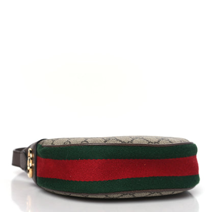 Gucci GG Supreme Monogram Textured Calfskin Web Mini Ophidia Half Moon Hobo Beige Ebony New Acero 4 of 9