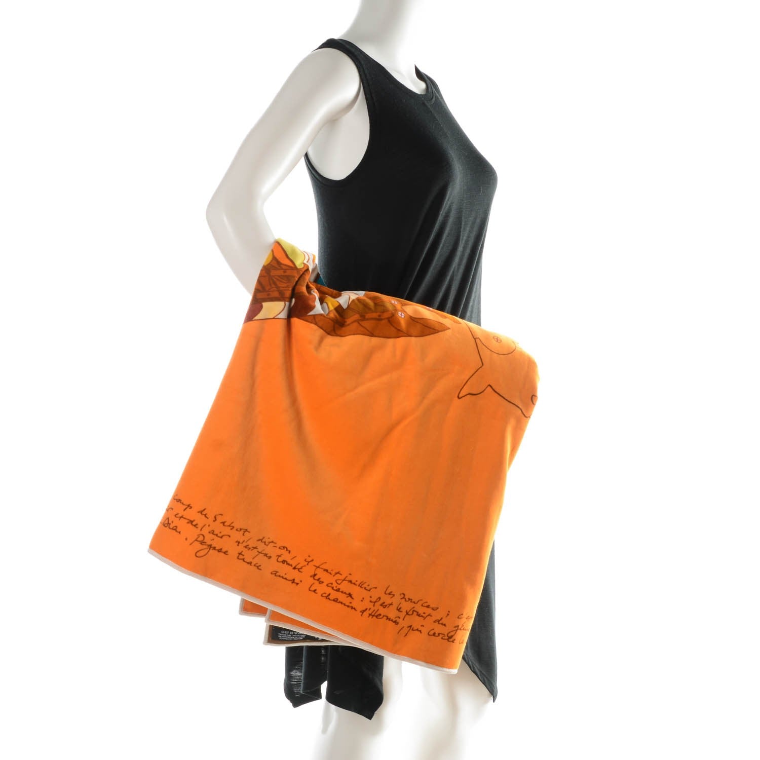 Hermes Cotton Modal Velvet Le Pegase D'Throw Orange 2 of 7