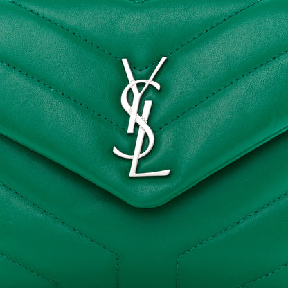 Saint Laurent Calfskin Y Quilted Monogram Toy Loulou Crossbody Bag Green Field 8 of 10