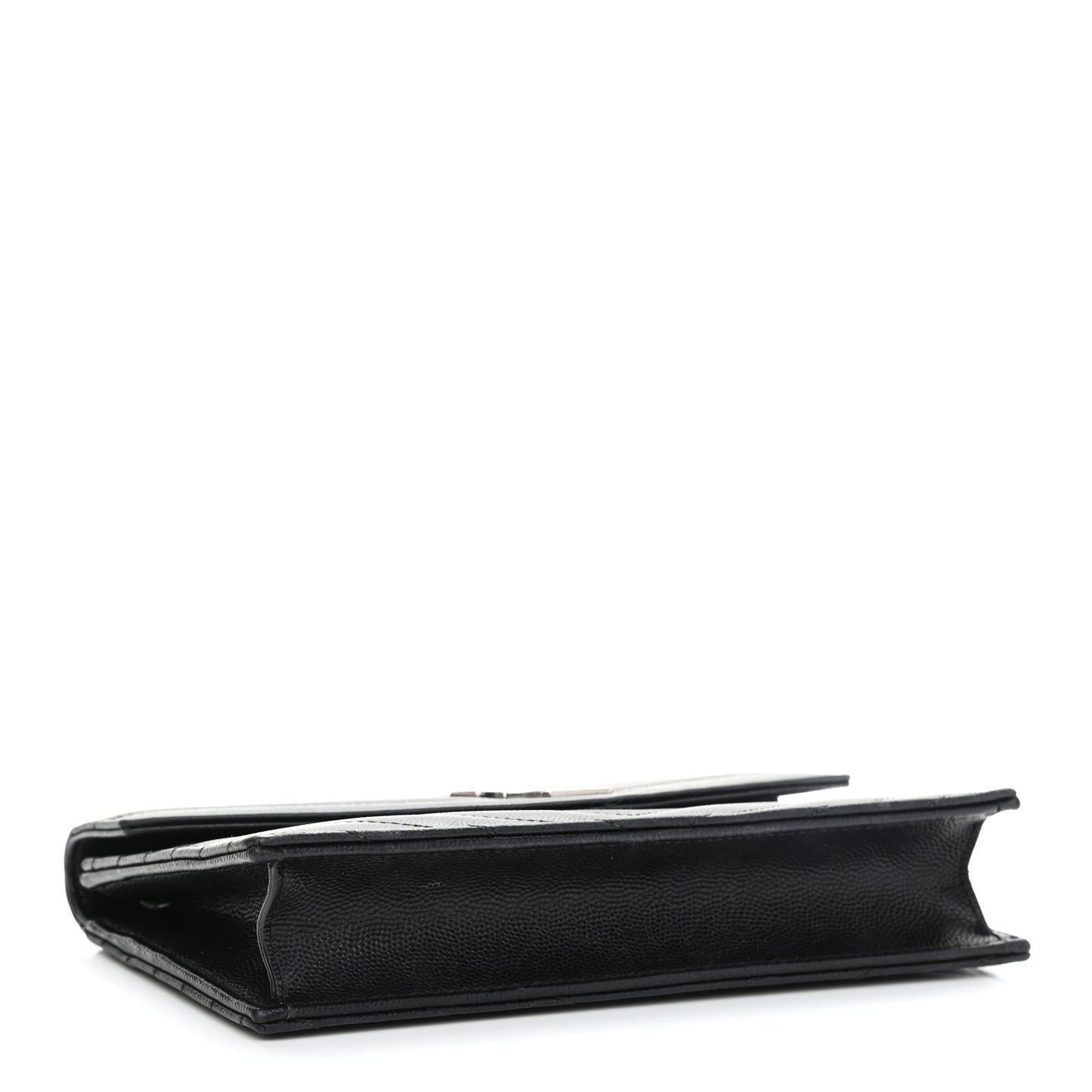 Grain De Poudre Matelasse Chevron Monogram Envelope Chain Wallet Black