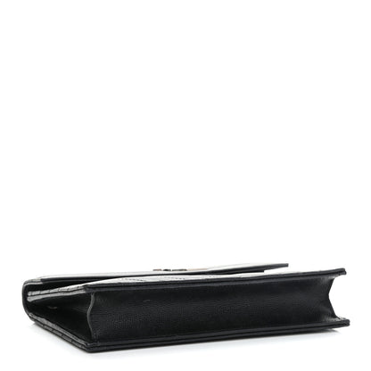 Saint Laurent Grain De Poudre Matelasse Chevron Monogram Envelope Chain Wallet Black 3 of 8