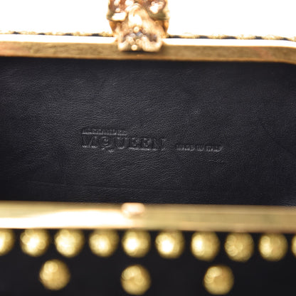 Alexander McQueen Embroidered Skull Box Clutch Black Gold 7 of 7