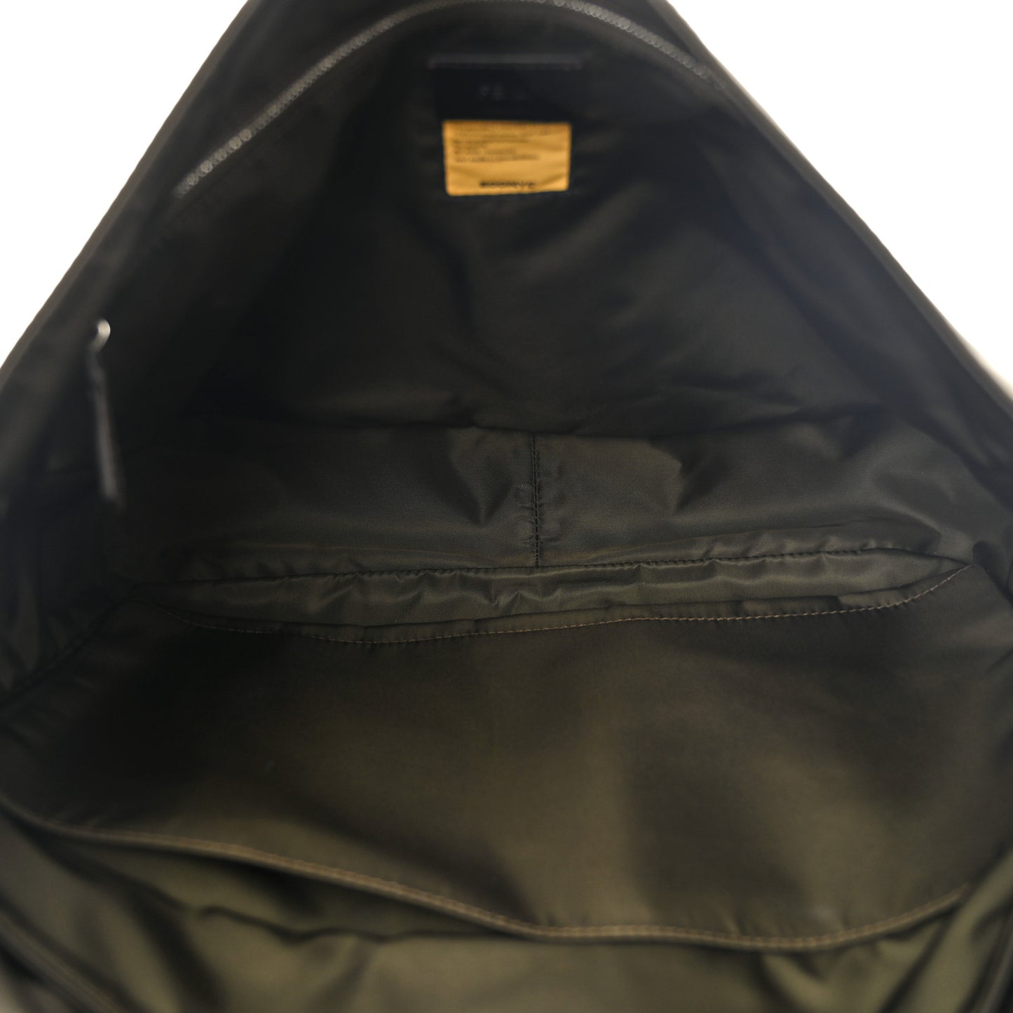 Econyl Nylon Cuoio Romano Monochrome Large Baguette Messenger Bag Ebano