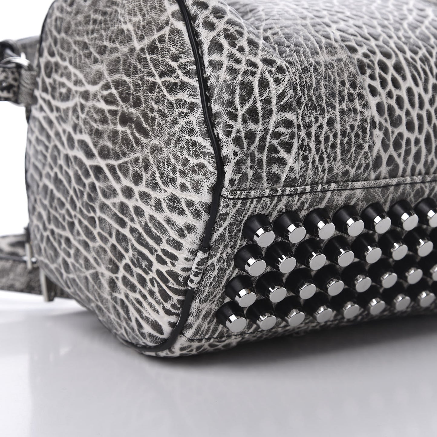 Pebbled Lambskin Rockie Black White Rhodium Hardware