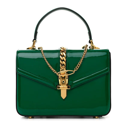 Gucci Mousse Top Patent Small Sylvie 1969 Top Handle Bag Emerald 1 of 13