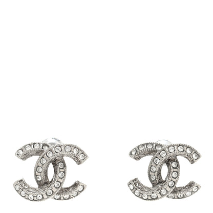 Chanel Crystal Timeless CC Earrings Silver 1 of 4