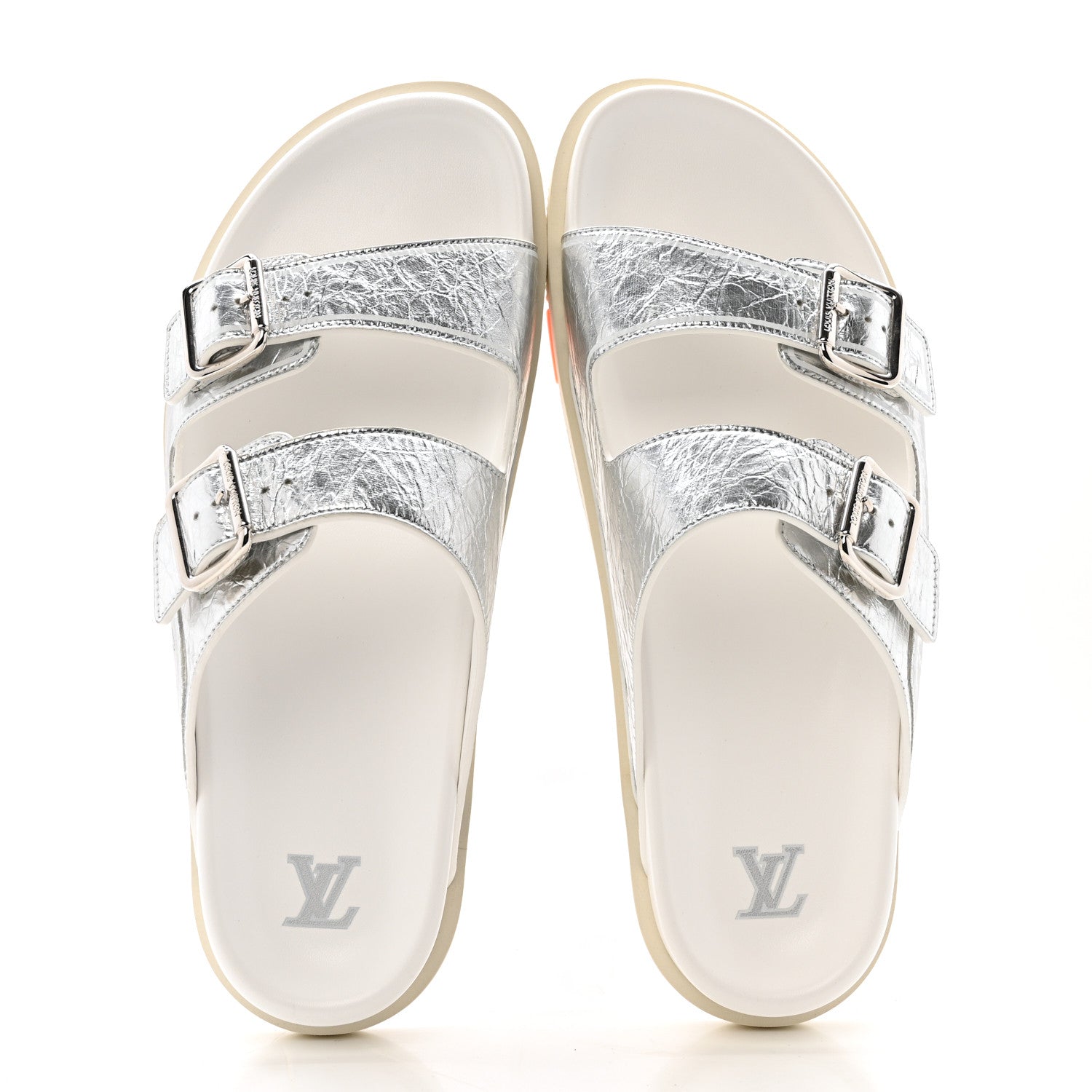 Louis Vuitton Metallic Mix Materials Mens LV Script Trainer Mules 11 Silver Multicolor 4 of 20