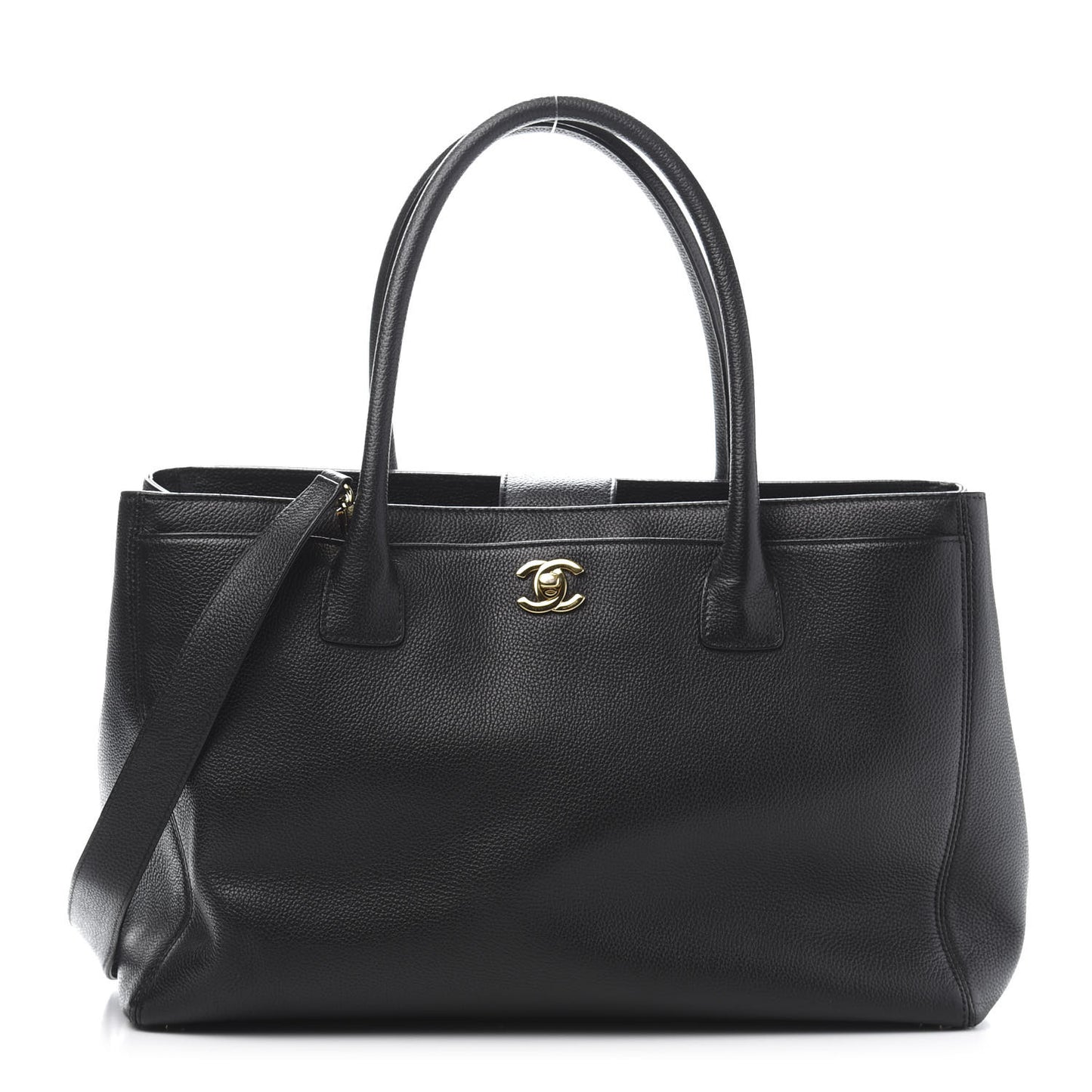 Calfskin Cerf Executive Shopper Tote Black