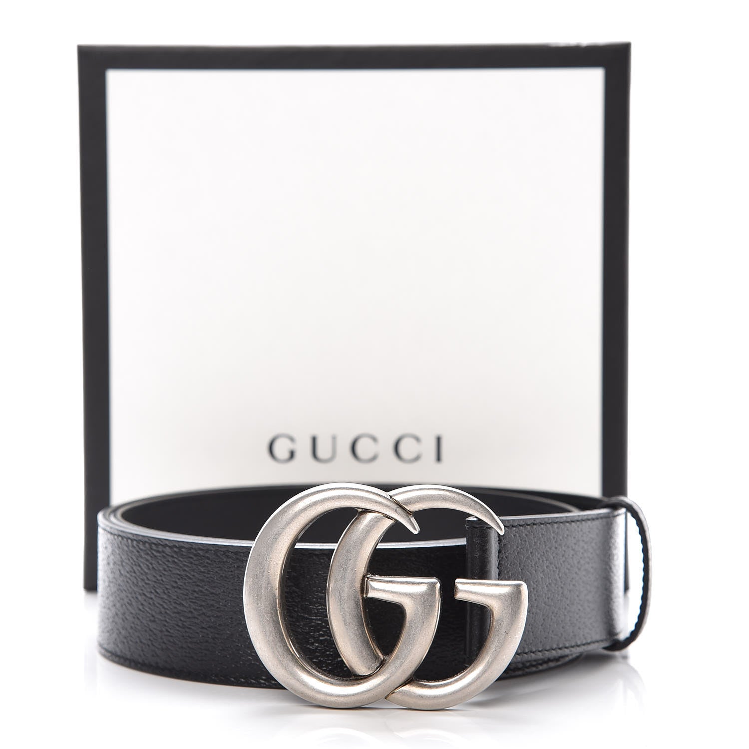 Gucci Textured Dollar Calfskin Nickel Double G 40mm Belt 85 34 Black 7 of 7