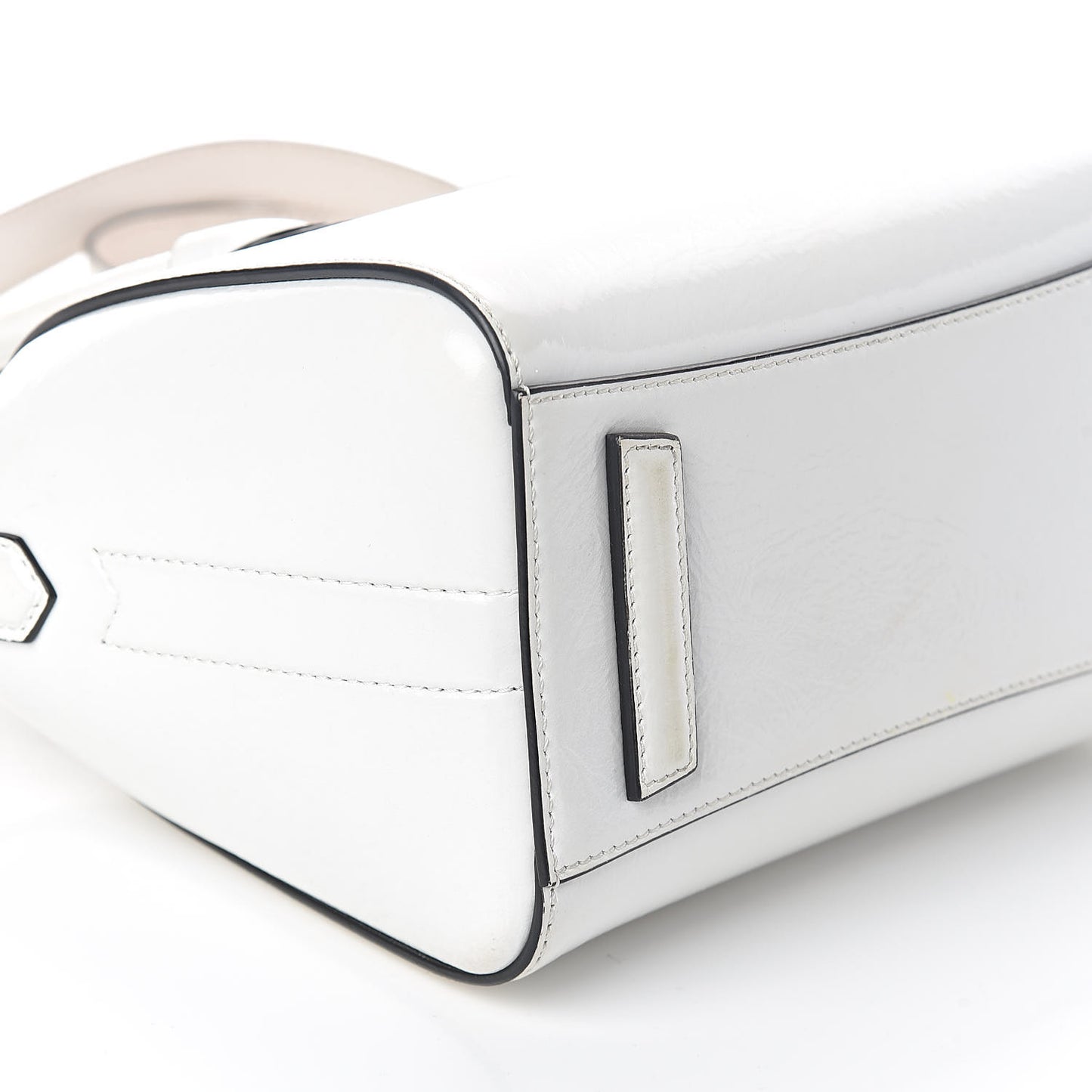Crinkled Patent Calfskin Mini Antigona White