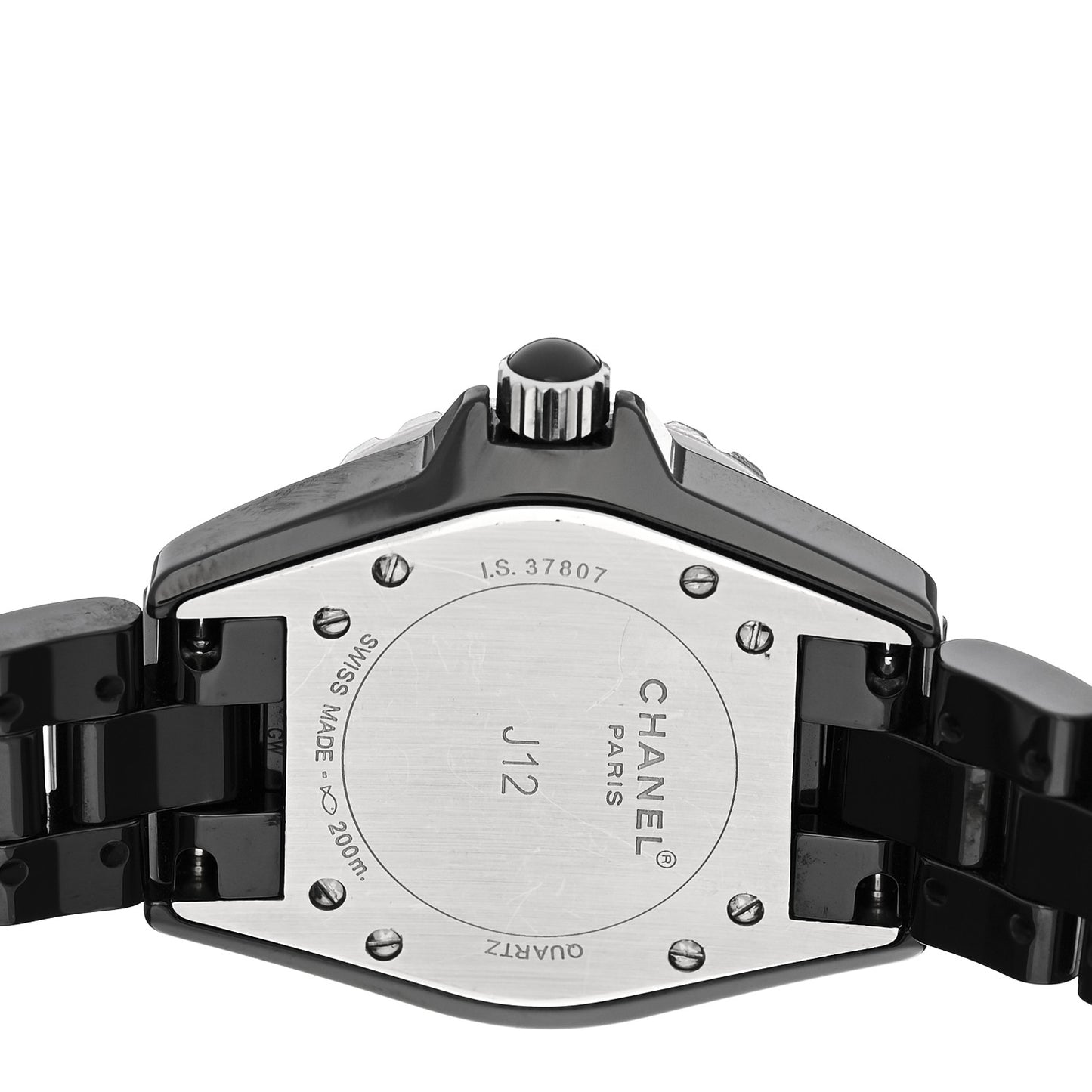 Stainless Steel Ceramic Diamond 33mm J12 Quartz Watch Black