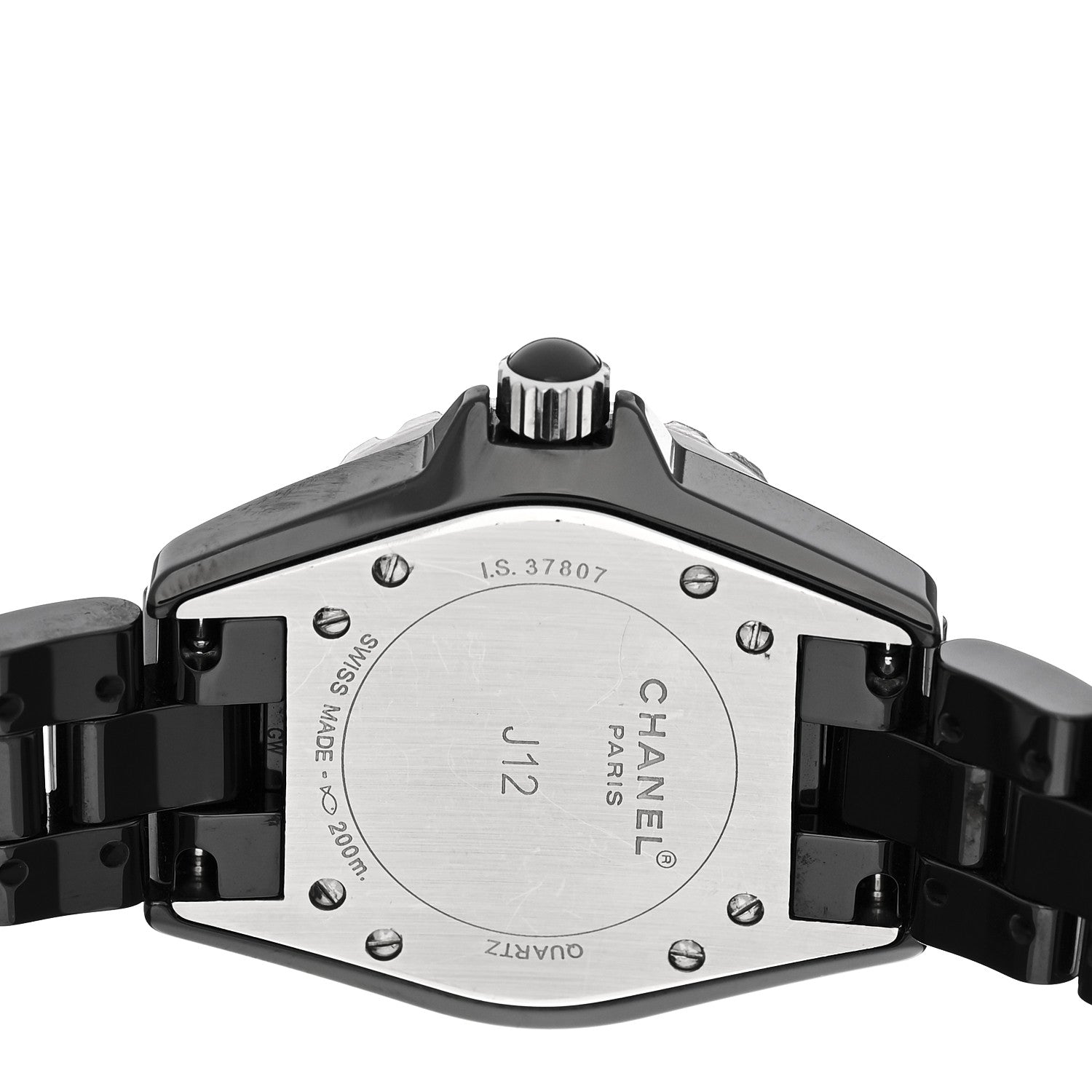 Chanel Stainless Steel Ceramic Diamond 33mm J12 Quartz Watch Black 4 of 4