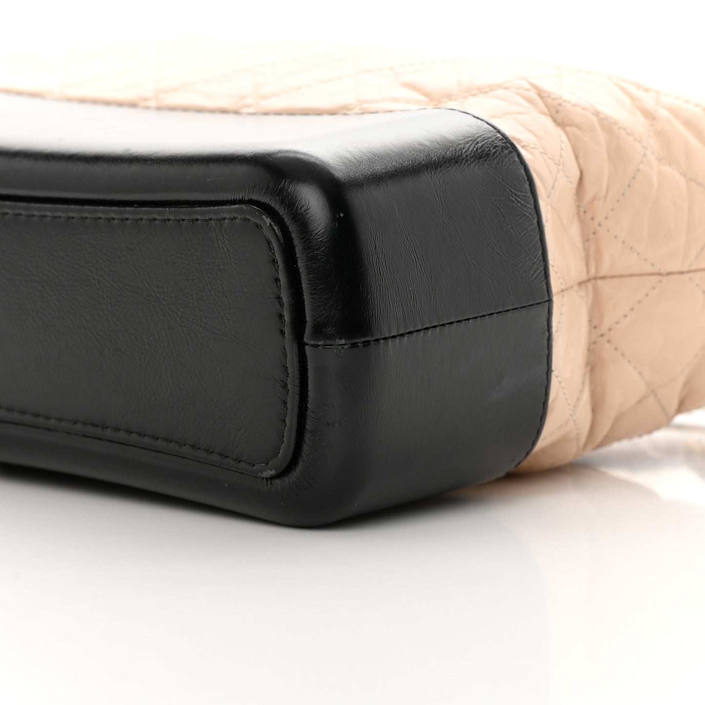 Aged Calfskin Quilted Medium Gabrielle Hobo Beige Black
