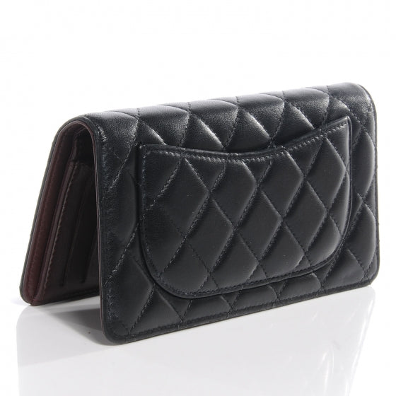 Lambskin Quilted Yen Wallet Black