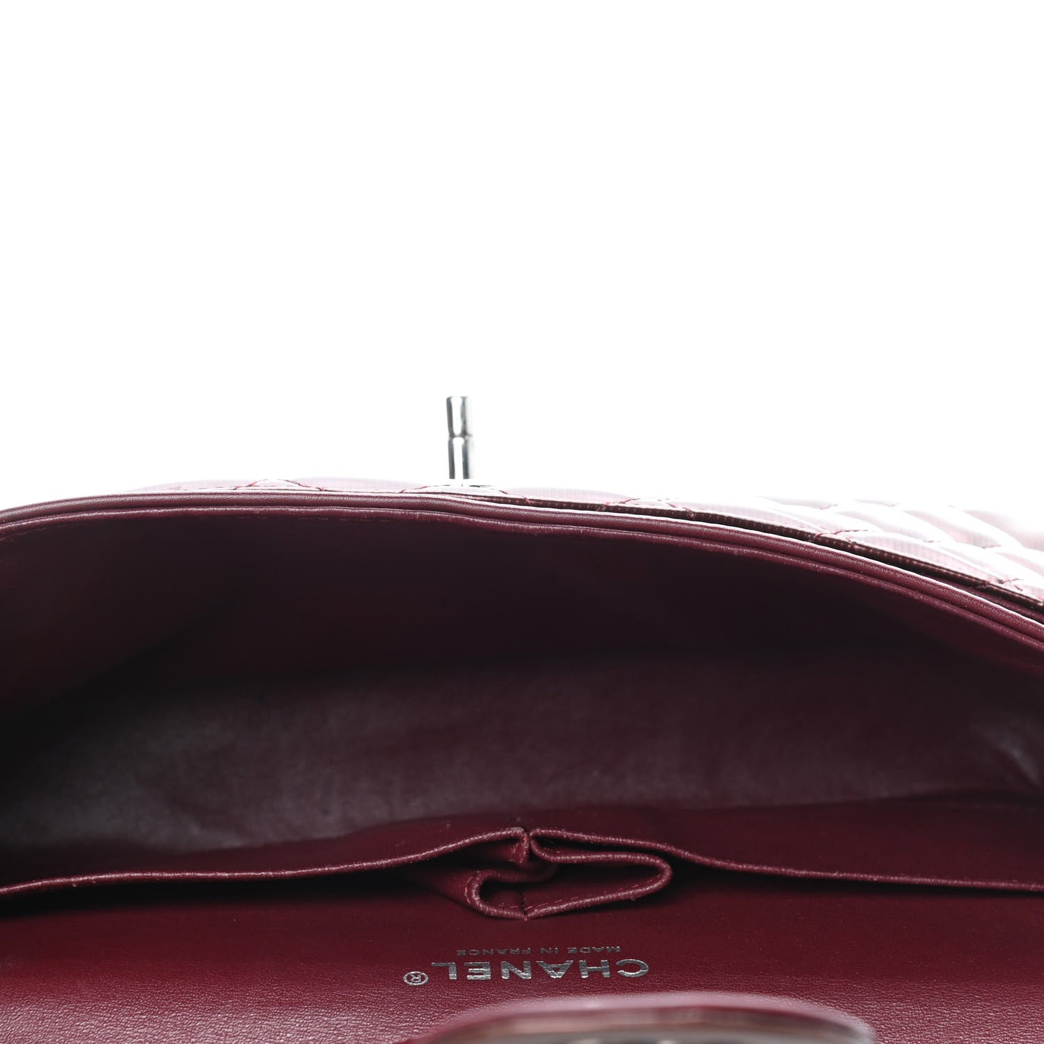 Chanel Striated Patent Quilted Medium Double Flap Burgundy 5 of 14