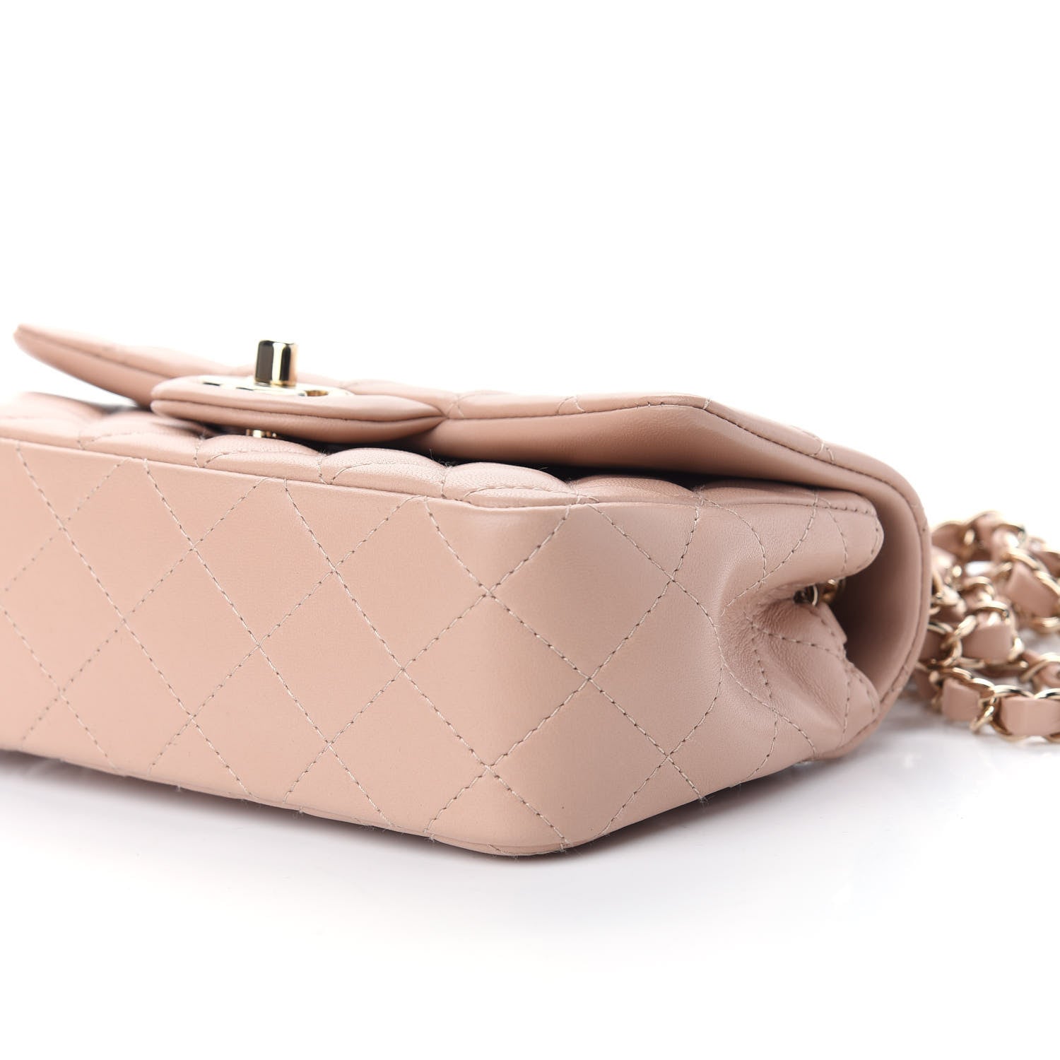 Chanel Lambskin Quilted Mini Rectangular Flap Beige 5 of 9