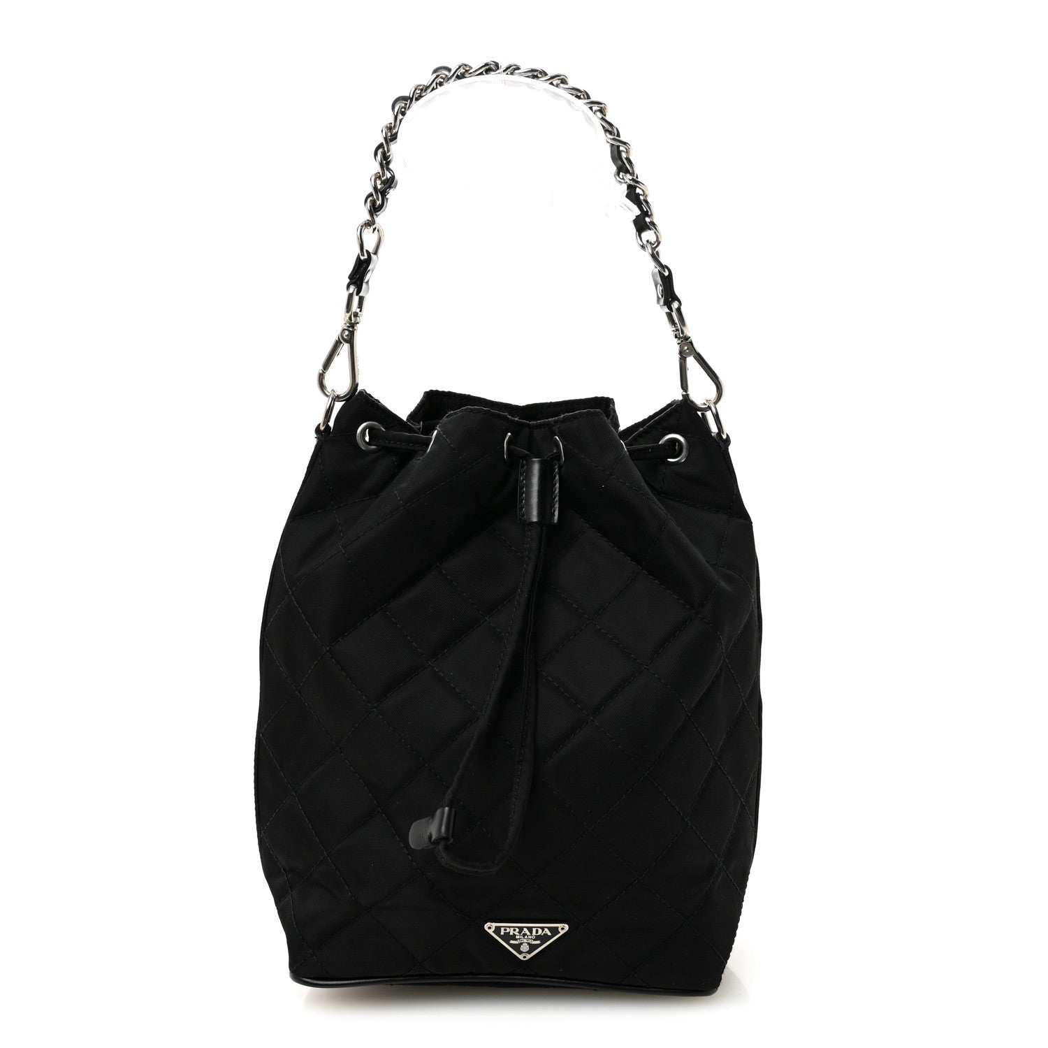 Prada Tessuto Nylon Quilted Drawstring Bucket Bag Black 1 of 10