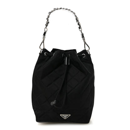 Prada Tessuto Nylon Quilted Drawstring Bucket Bag Black 1 of 10
