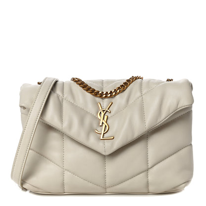 Saint Laurent Lambskin Quilted Toy Loulou Puffer Monogram Chain Satchel Crema Soft 1 of 14