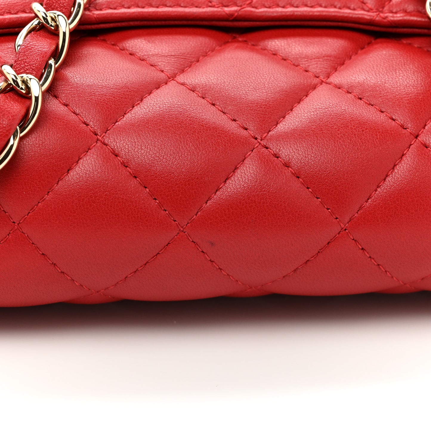 Lambskin Quilted Mini Rectangular Flap Red