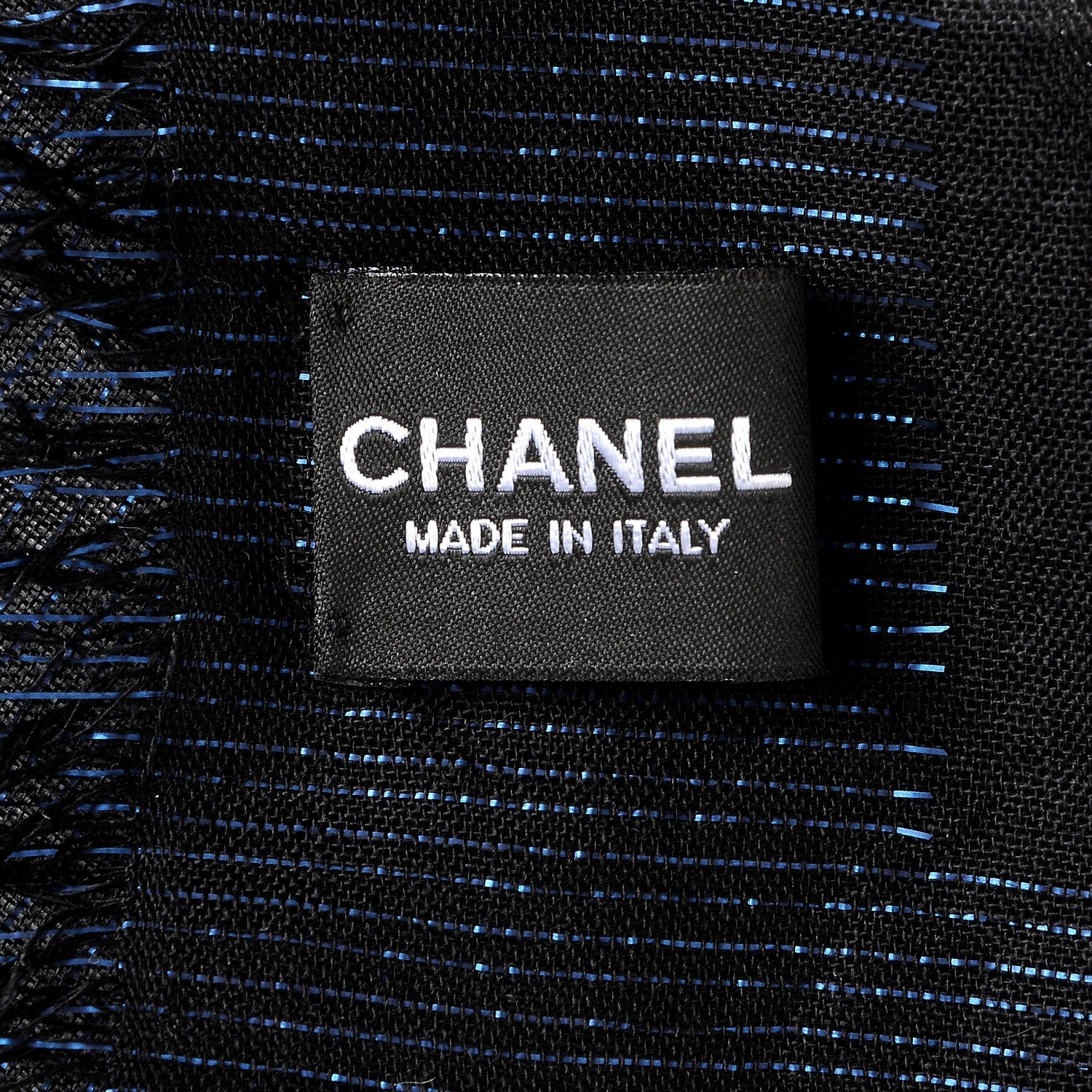 Chanel Cashmere Wool Silk CC Logo Scarf Black 5 of 5