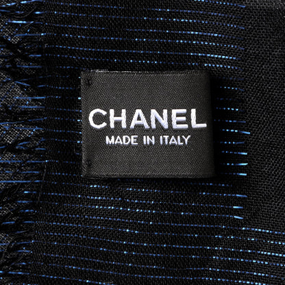 Chanel Cashmere Wool Silk CC Logo Scarf Black 5 of 5