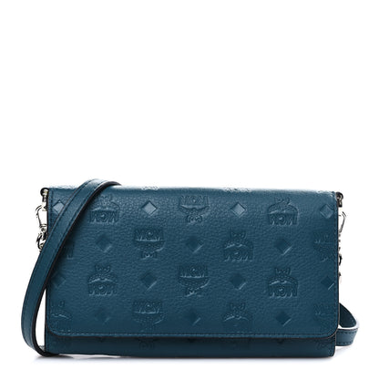 MCM Calfskin Ottomar Wallet On Chain Teal 1 of 7