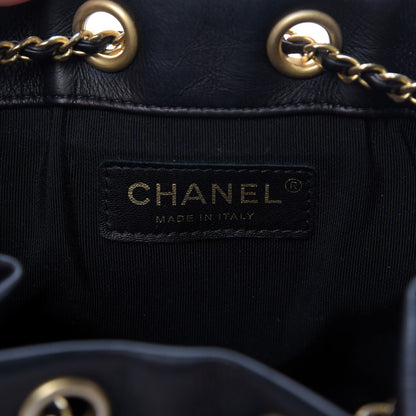 Chanel Iridescent Crumpled Calfskin Coco Pleats Small Drawstring Bag Black 8 of 9
