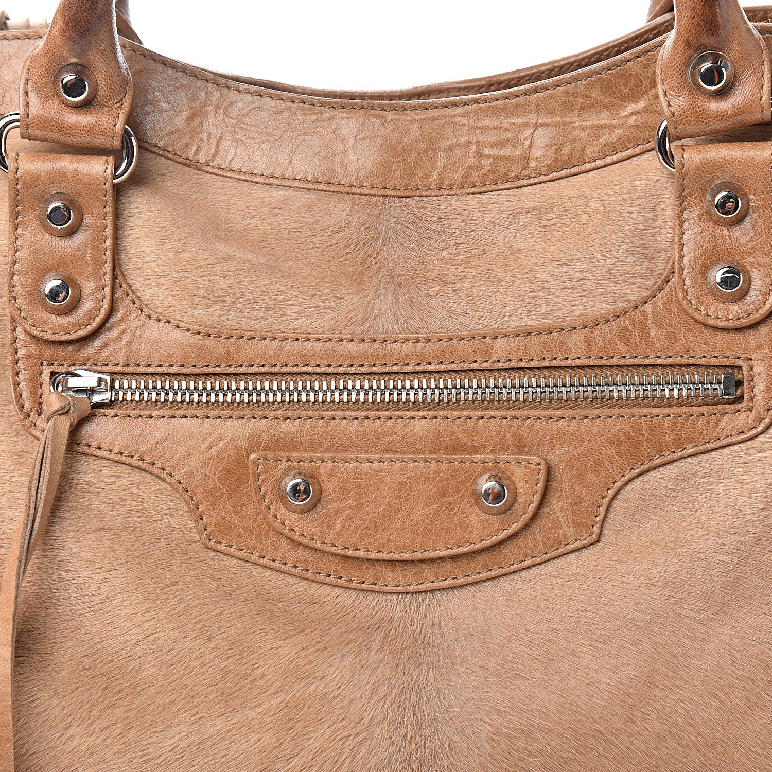 Balenciaga Chevre Pony Hair Classic Silver Hardware City Camel 11 of 13