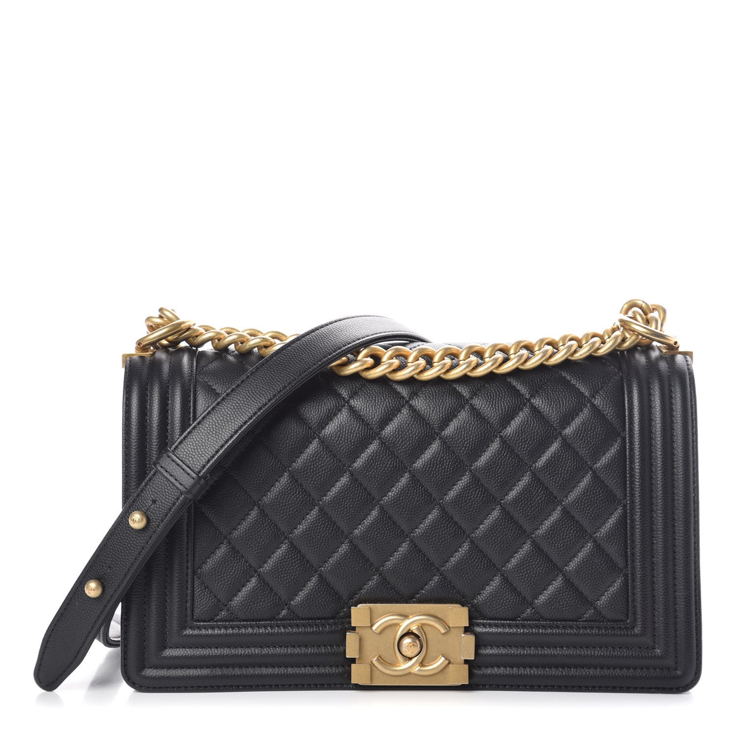 Caviar Quilted Medium Boy Flap Black