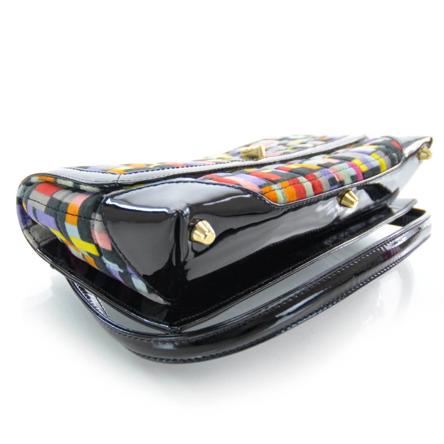 Patent Velvet Quilted Cubist Flap