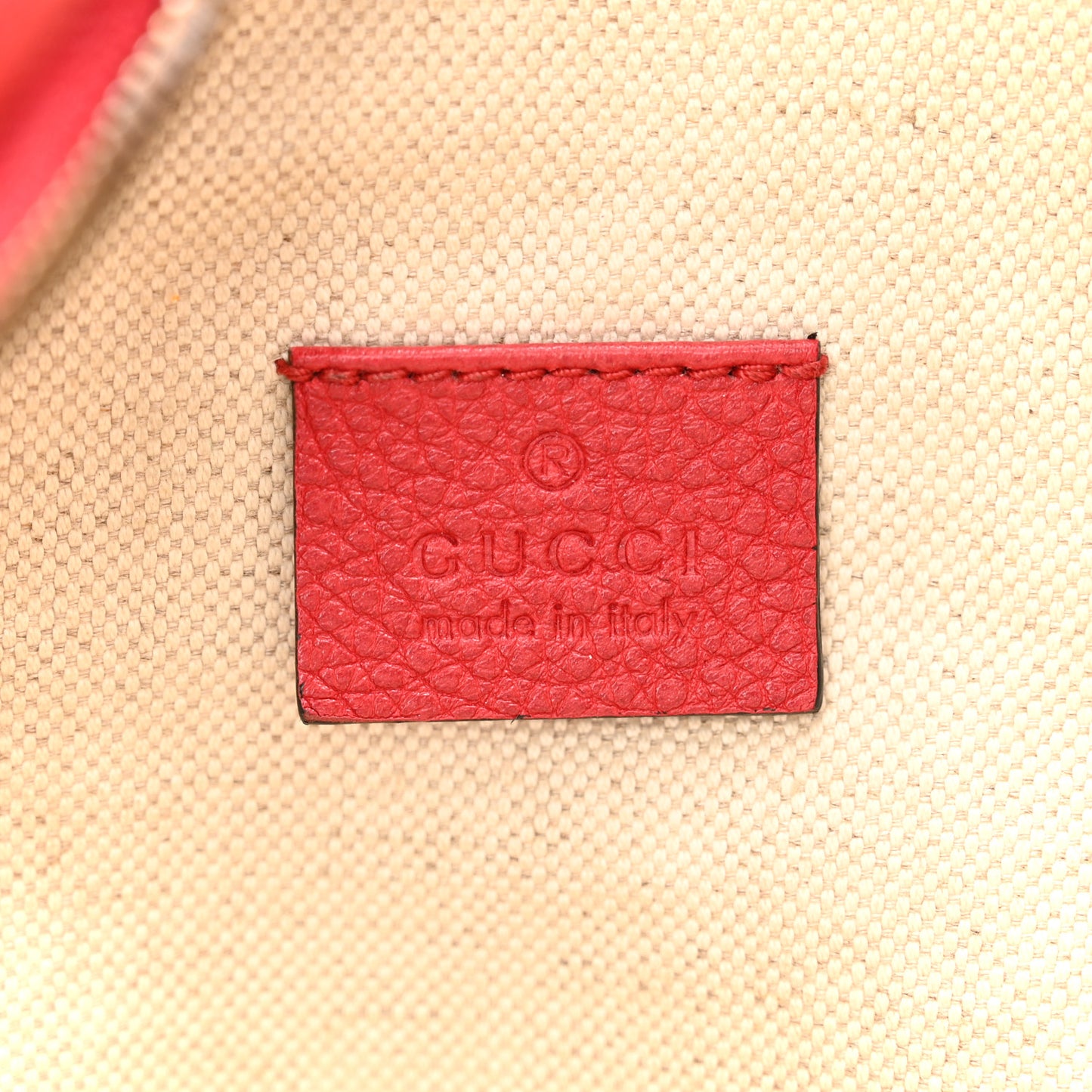 Grained Calfskin Logo Belt Bag Hibiscus Red
