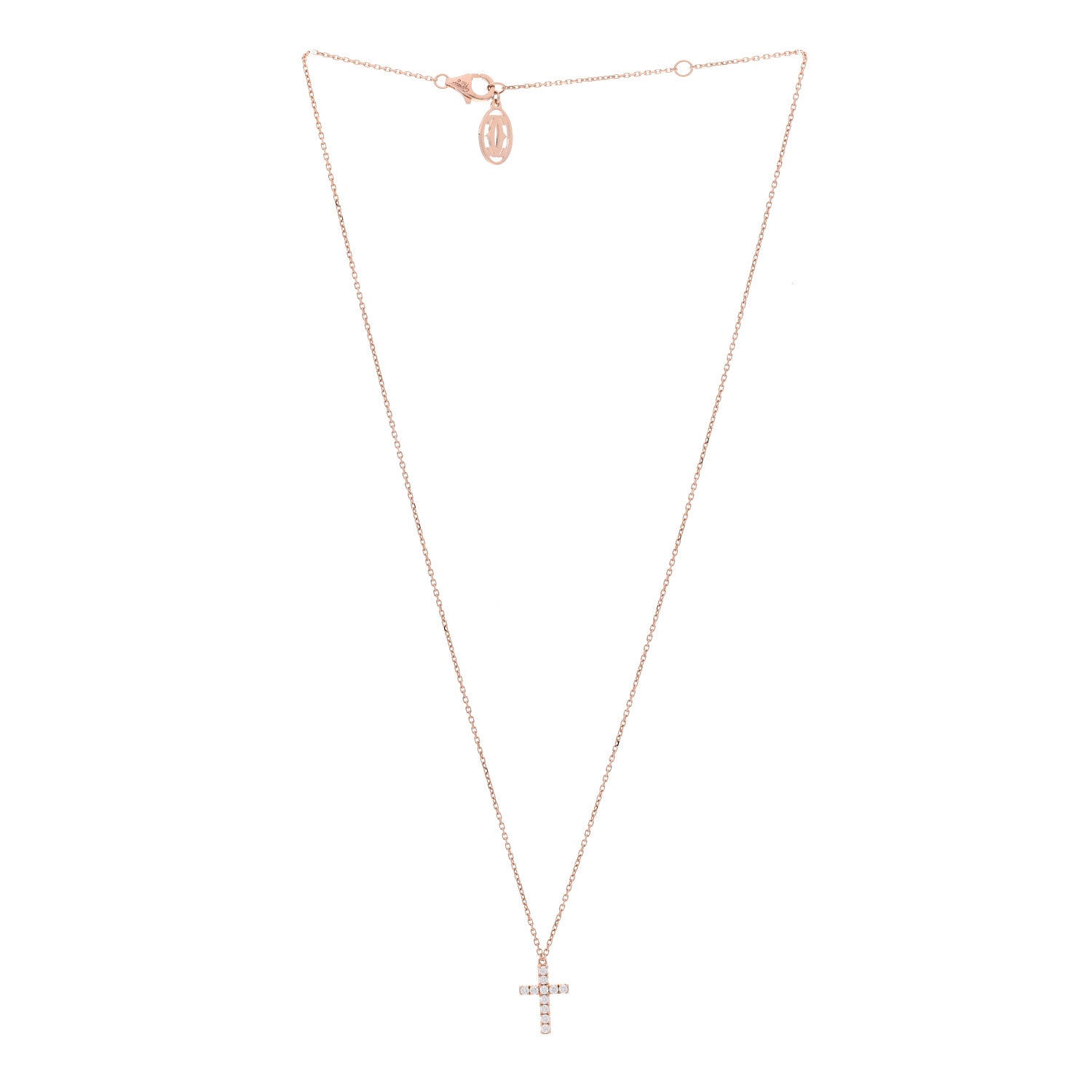 Cartier 18K Pink Gold Diamond Symbols Cross Pendant Necklace 3 of 6