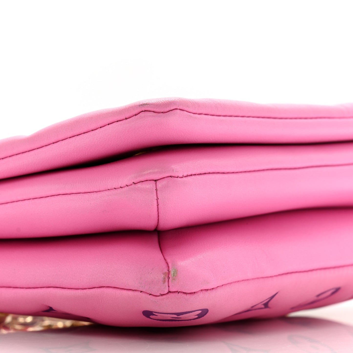 Lambskin Embossed Monogram Vuittamins Pochette Coussin Rose Violet