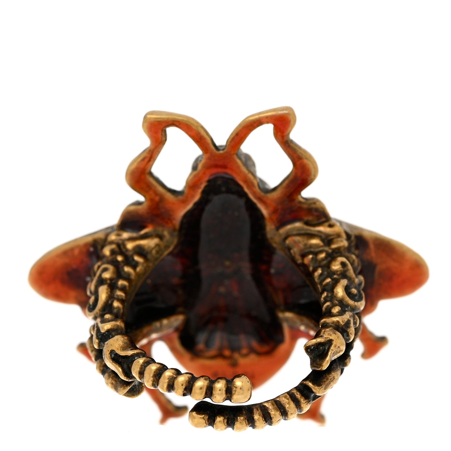 Metal Enamel Bee Ring 56 7.5 Aged Gold