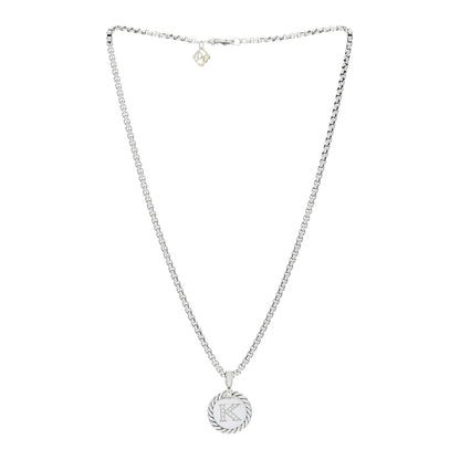 David Yurman Sterling Silver Diamond Initial K Charm Necklace 2 of 5