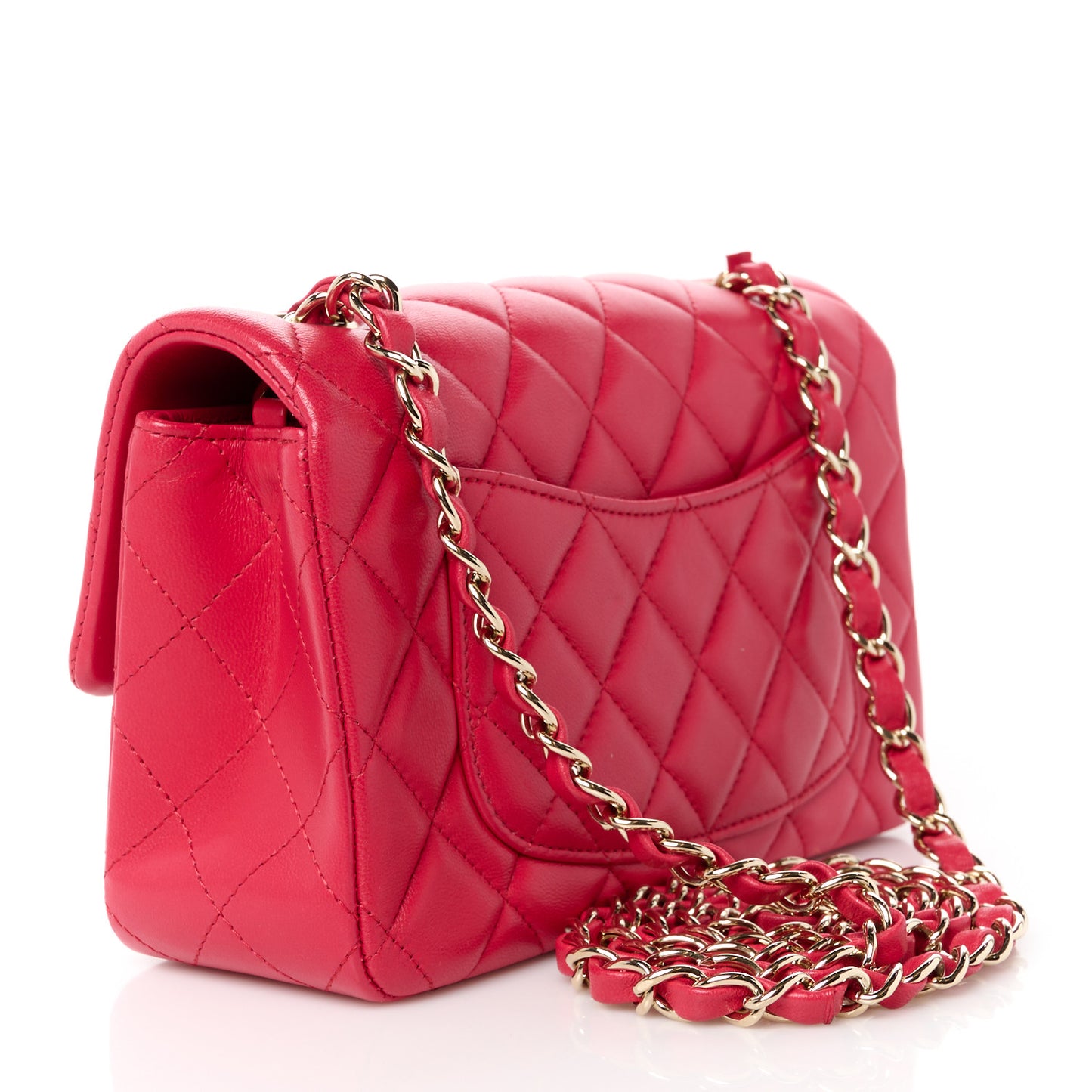 Lambskin Quilted Mini Rectangular Flap Dark Red