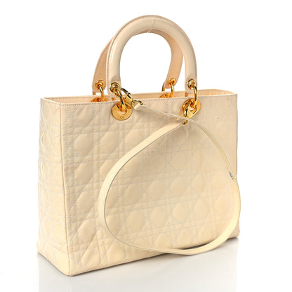 Christian Dior Patent Cannage Large Lady Dior White 2 of 15