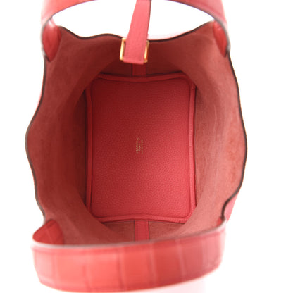 Hermes Taurillon Clemence Matte Alligator Picotin Lock Touch 18 PM Rose Azalee 5 of 11