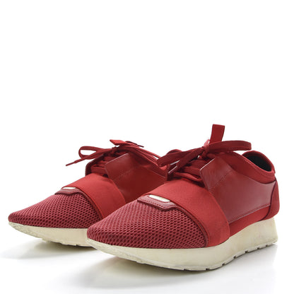 Balenciaga Calfskin Neoprene Mesh Suede Womens Race Runner Sneakers 41 Red 3 of 10