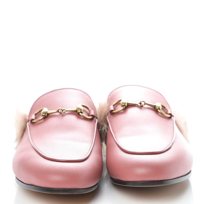 Gucci Calfskin Fur Womens Princetown Slippers 36 Lipstick Rose Natural 2 of 10