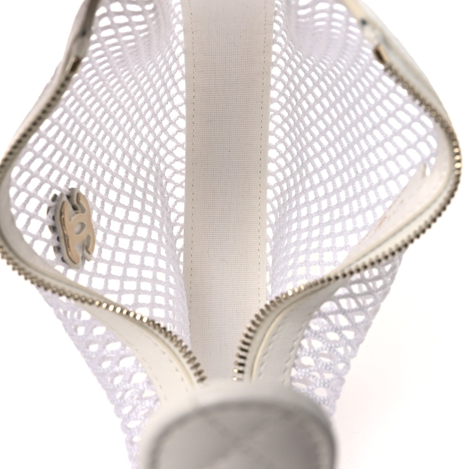 Chanel Mesh Shiny Lambskin Pouch Hobo White 5 of 11