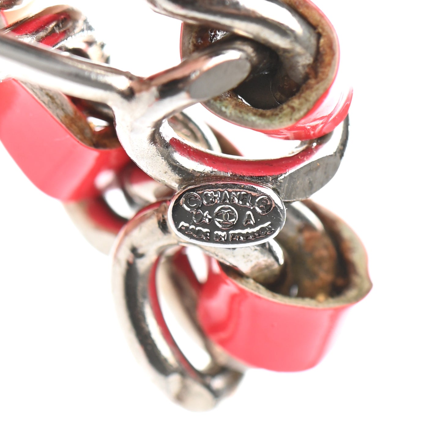 Lambskin Enamel CC Chain Belt Pink