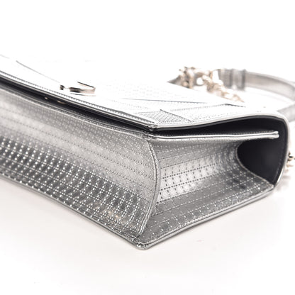 Christian Dior Metallic Patent Micro-Cannage Medium Diorama Flap Bag Silver 6 of 10