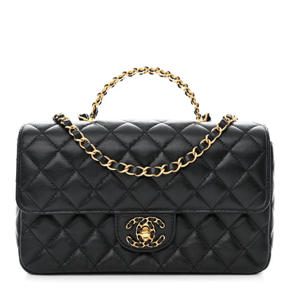 Chanel Lambskin Quilted Small Strass On Top Flap Bag Black 1 of 12