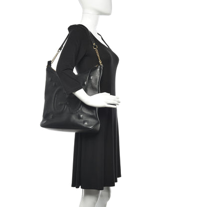 Gucci Apollo Calfskin GG Dadini Embroidered Chain Hobo Black 2 of 12