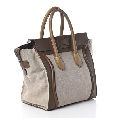 Celine Natural Canvas Smooth Calfskin Mini Luggage Brown 3 of 9