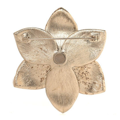 Chanel Metal Enamel Crystal CC Camelia Brooch Gold Black 3 of 6
