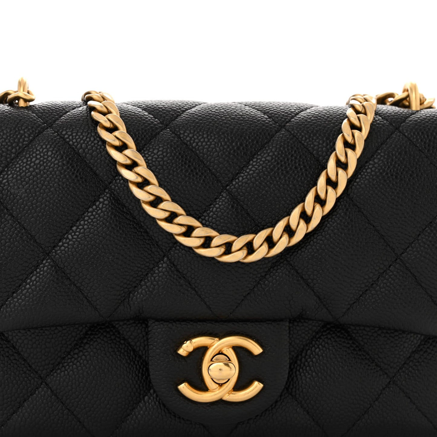 Caviar Quilted Mini Sweetheart Rectangular Flap Black